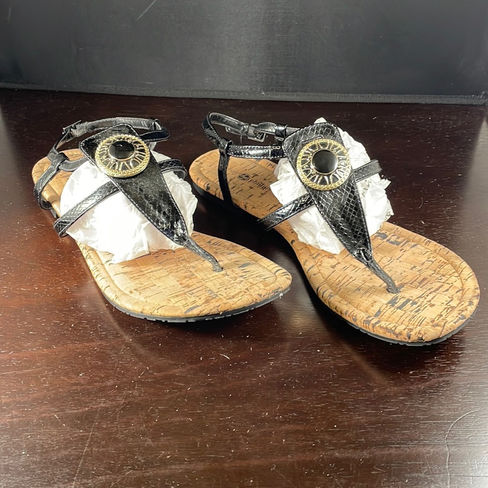 Lindsay Phillips Meredith thong sandals in black with interchangeable sn…
